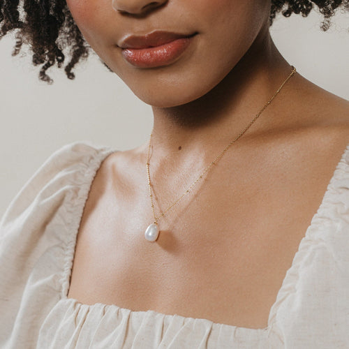 Pearl Station Pendant Necklace