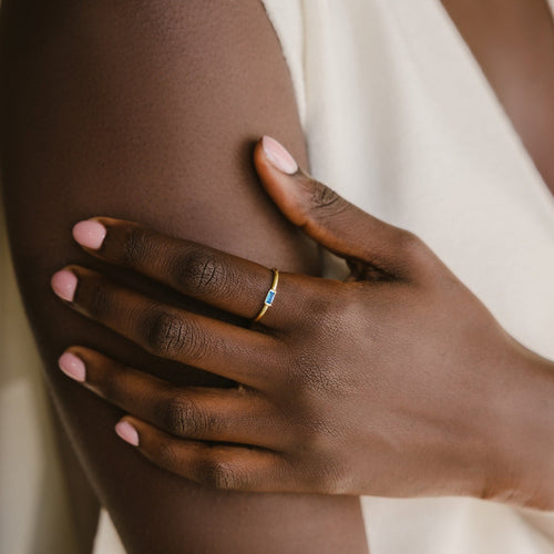 Custom Baguette Birthstone Ring