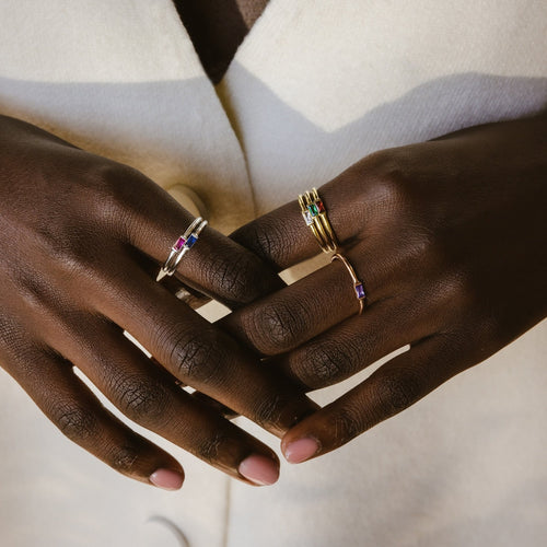 Custom Baguette Birthstone Ring