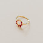 Empress Ruby Gemstone Cluster Circle Ring: Radiant Feminine Power