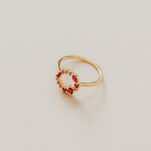 Empress Ruby Gemstone Cluster Circle Ring: Radiant Feminine Power