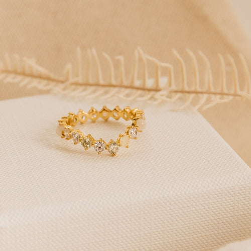 Mosaic Moonstone Diamond Eternity Band