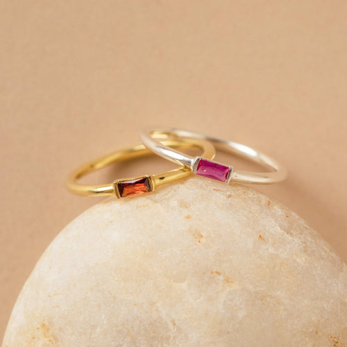 Custom Baguette Birthstone Ring