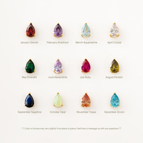 Birthstone Teardrop Diamond Huggie Earrings