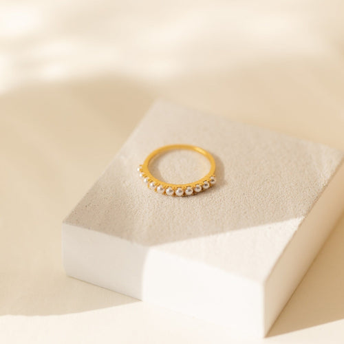 Crescent Pearl Stacking Ring