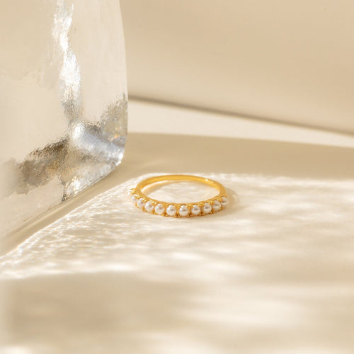 Crescent Pearl Stacking Ring