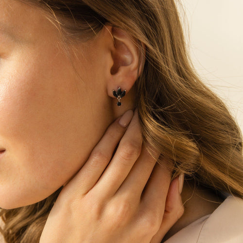 Emily Black Petal Earrings
