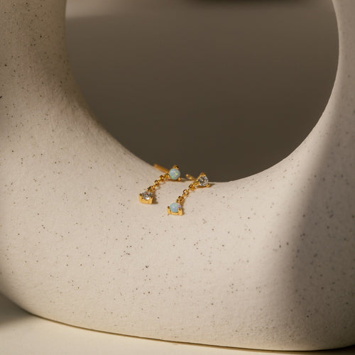 Custom Opal Drop Stud Earrings With Flatback