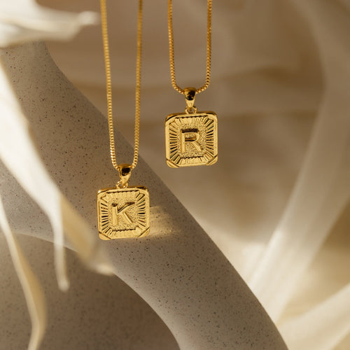 Personalized Initial Rectangle Pendant Necklace