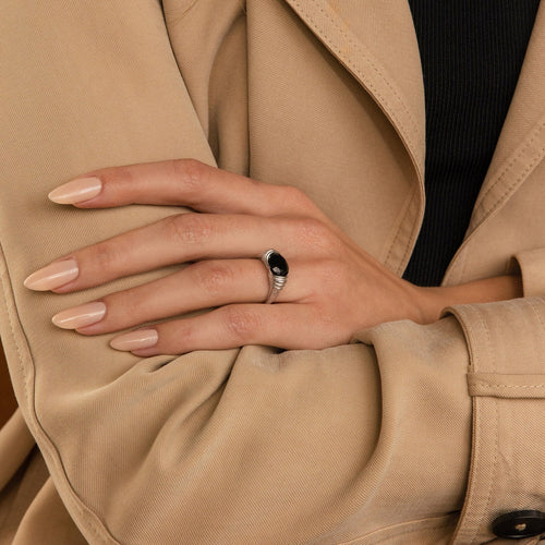 Dusk Signet Ring with Black Onyx Stone