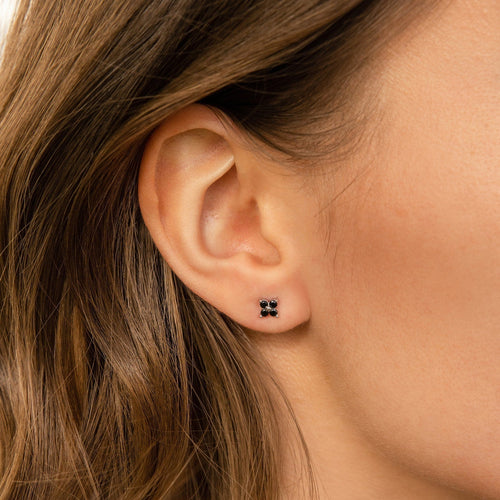 Black Flower Stud Earrings
