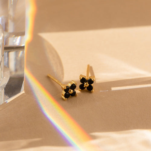 Black Flower Stud Earrings