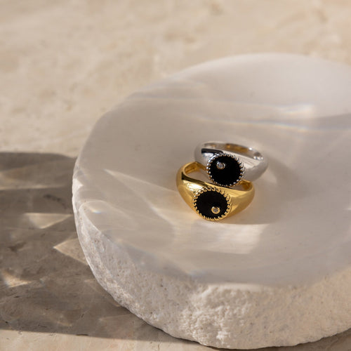 Modern Black Signet Ring