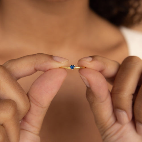 Heart-Shaped Birthstone Stacking Ring