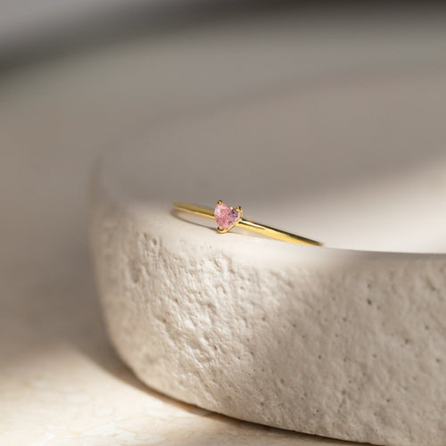 Heart-Shaped Birthstone Stacking Ring
