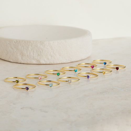 Heart-Shaped Birthstone Stacking Ring