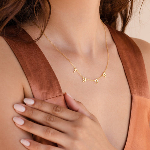 Minimalist Birth Year Number Necklace