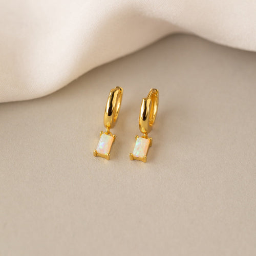 Subtle Birthstone Sparkle: Baguette Birthstone Huggie Hoops