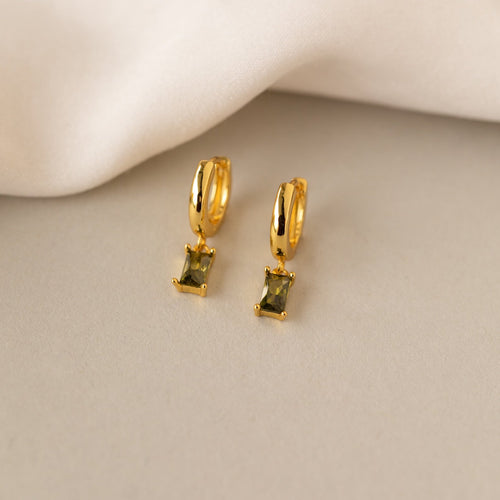Subtle Birthstone Sparkle: Baguette Birthstone Huggie Hoops