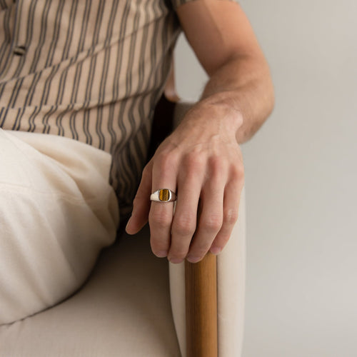 Men's Tigers Eye Signet Ring