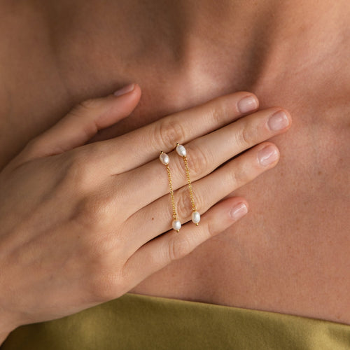 Subtle Pearl Drop Chain Earrings