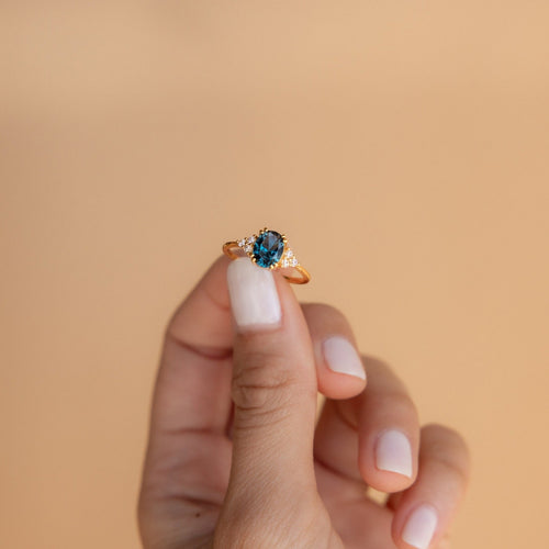 Blue Topaz Diamond Ring