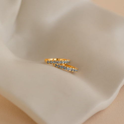 Ocean Breeze: Aquamarine Pave Huggie Earrings