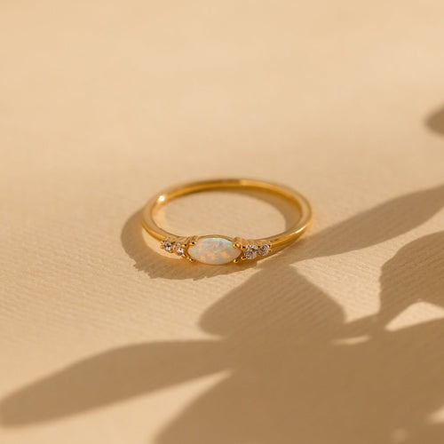 Marquise Opal and Diamond Ring