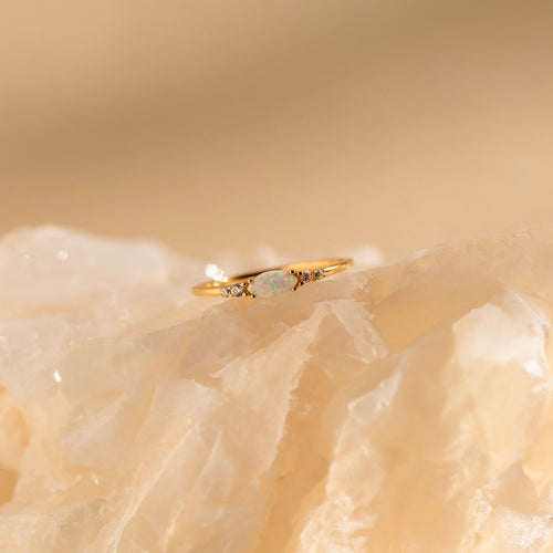 Marquise Opal and Diamond Ring