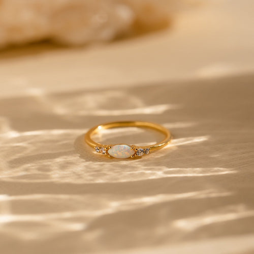 Marquise Opal and Diamond Ring