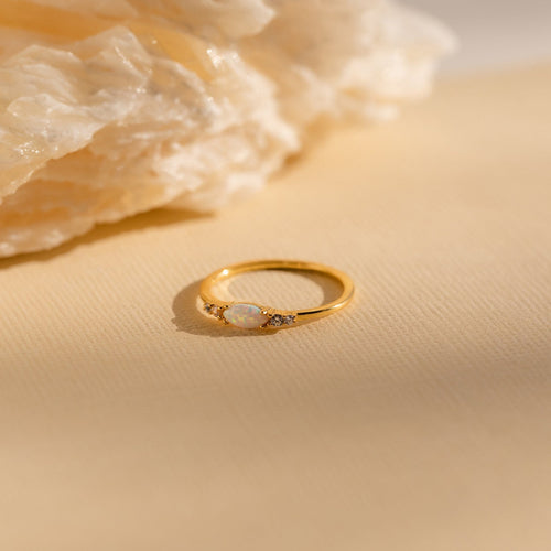 Marquise Opal and Diamond Ring
