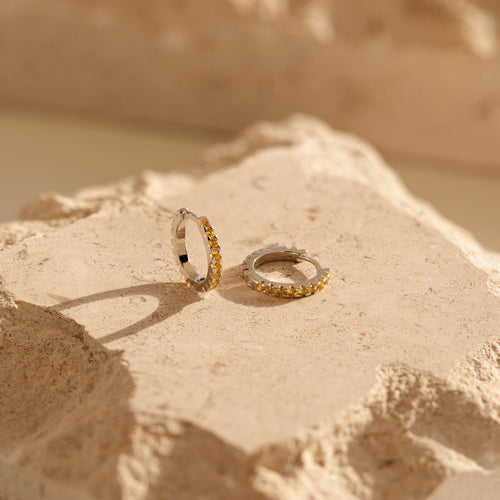 Radiate Sunshine with Our Citrine Huggie Earrings
