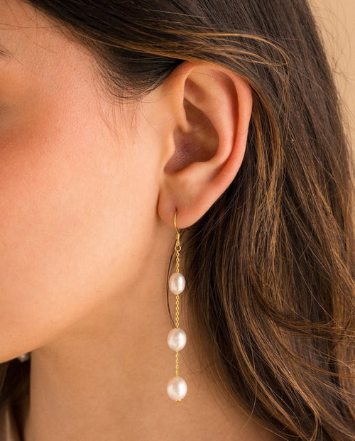Long Pearl Dangle Earrings