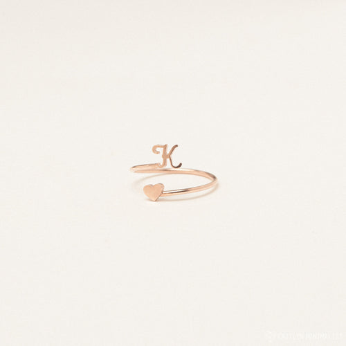 Initial Heart Wrap Ring