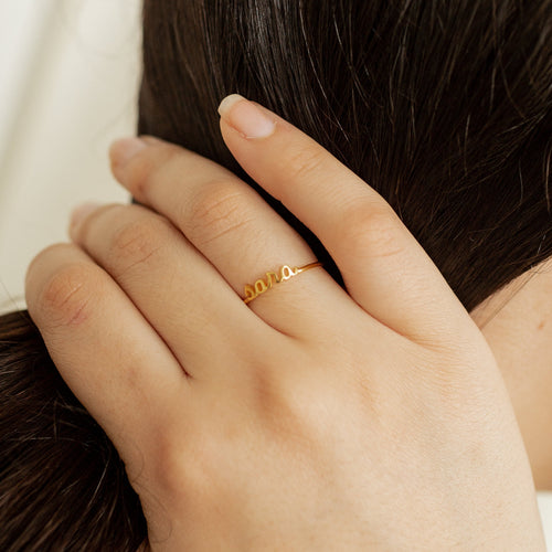 Petite Script Name Ring