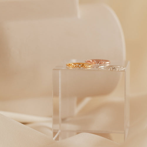 Petite Script Name Ring