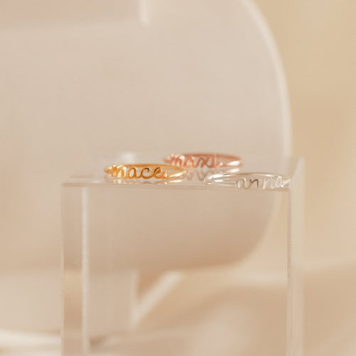 Petite Script Name Ring