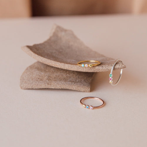 The Tiny Triple Stone Birthstone Ring