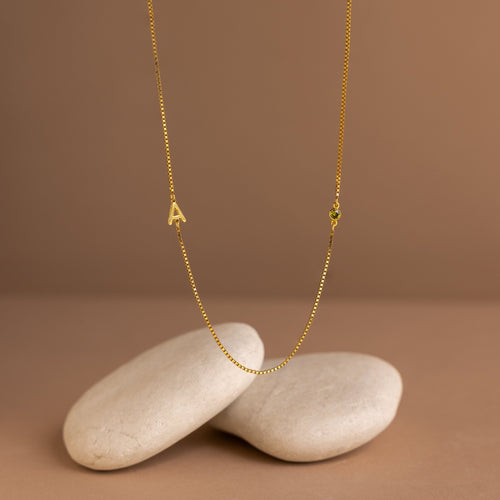 Birthstone Initial Necklace