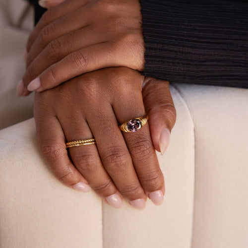 Vintage Glamour: Dark Amethyst Signet Ring