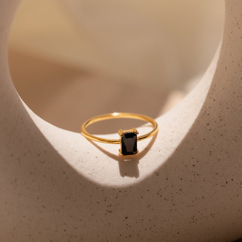 Black Onyx Emerald Ring