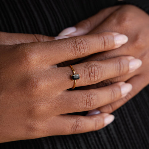 Black Onyx Emerald Ring