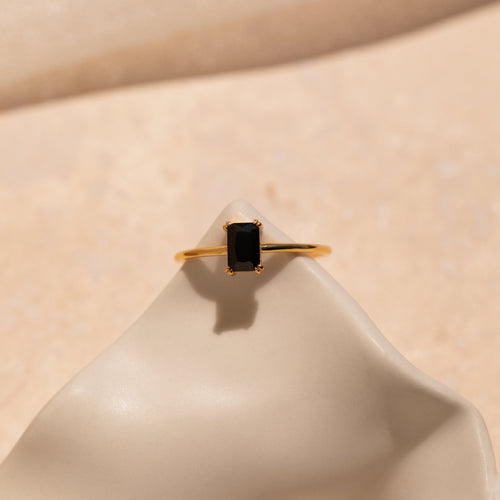 Black Onyx Emerald Ring