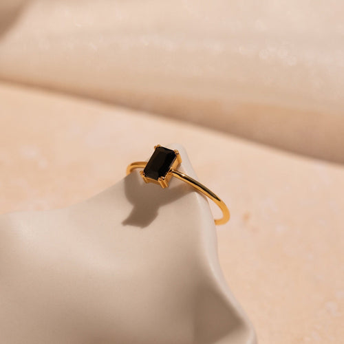 Black Onyx Emerald Ring