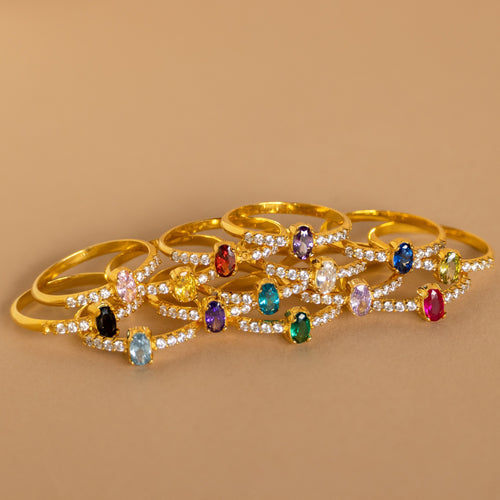 Eternal Elegance: The Pave Oval Birthstone Ring