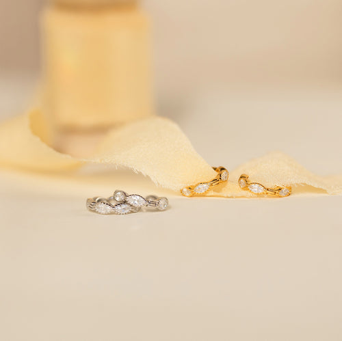 Marquise Inlay Huggies
