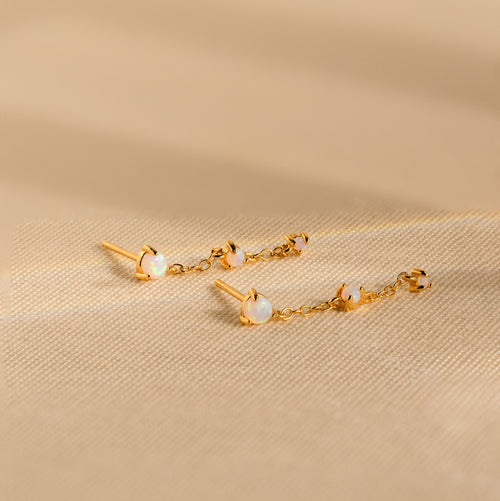 Opal Chain Drop Earrings