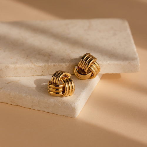 Bold Triple Knot Stud Earrings