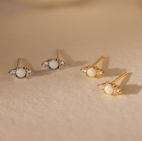 Opal and Diamond Studs