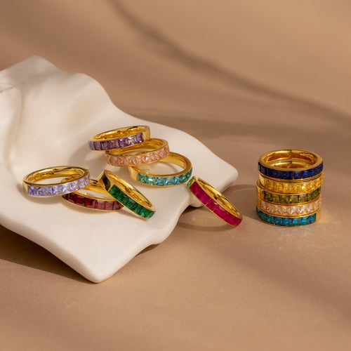 Birthstone Inlay Band Ring
